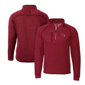 Men's Kansas City Chiefs Cutter & Buck Red Helmet Mainsail Sweater-Knit Half-Zip
